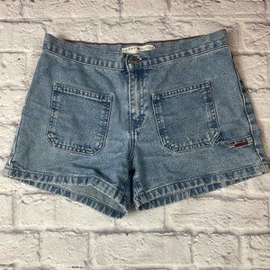 VINTAGE TOMMY HILFIGER JEANS INDIGO PATCH POCKET MID RISE SHORTS 2002 SIZE 4